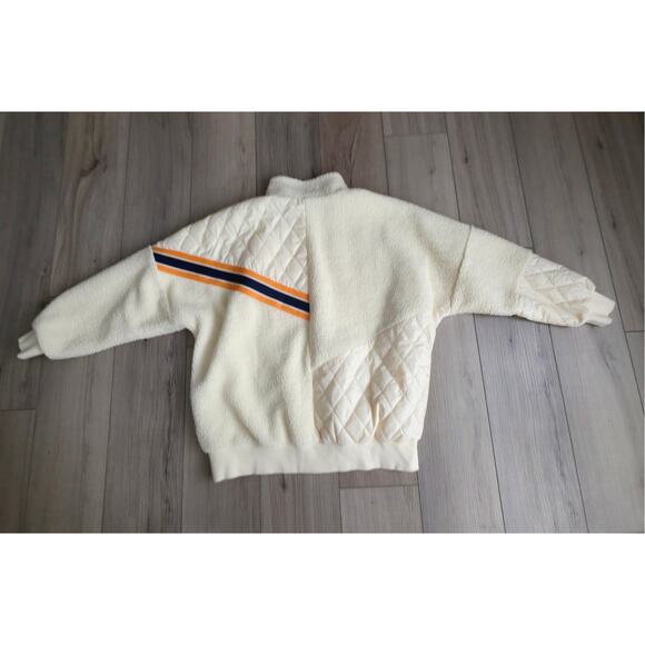 Nike Sherpa Loose Fit Oversized Full Zip Track Jacket Cream Women Sz XS - Picture 6 of 11
